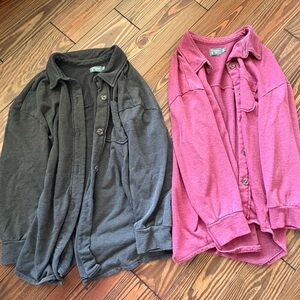 Women’s Button-Up Shirts - Gray and Maroon Size 0X